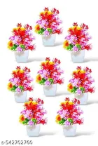 Plastic Artificial Flowers, Multioclor, Pack of 8