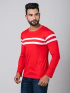 Cotton Blend Round Neck T-shirt for Men, Red 