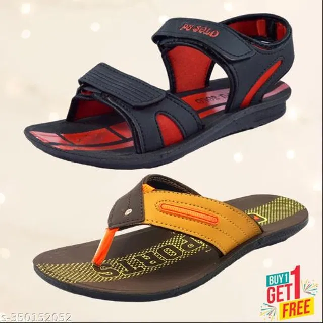 Sandal with Flipflop for Men (Multicolor, 10) (Pack of 2)