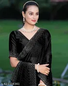 Georgette Saree for Women, Black 