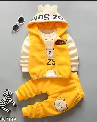 Hosiery Clothing Set for Kids (Yellow, 9-12 Months)