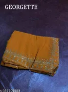 Georgette Printed Saree For Women, Yellow