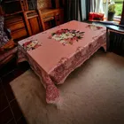 Polyester Printed Table Cloth (Pink, 38x58 inches)