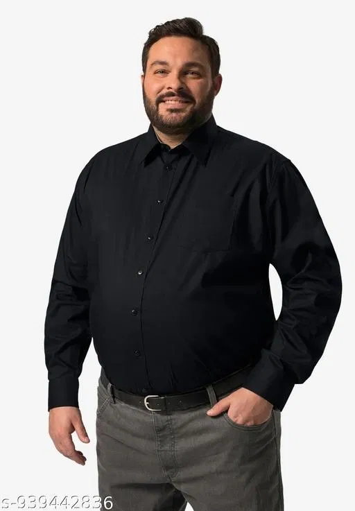 Solid Shirt for Men (Black, 6XL)