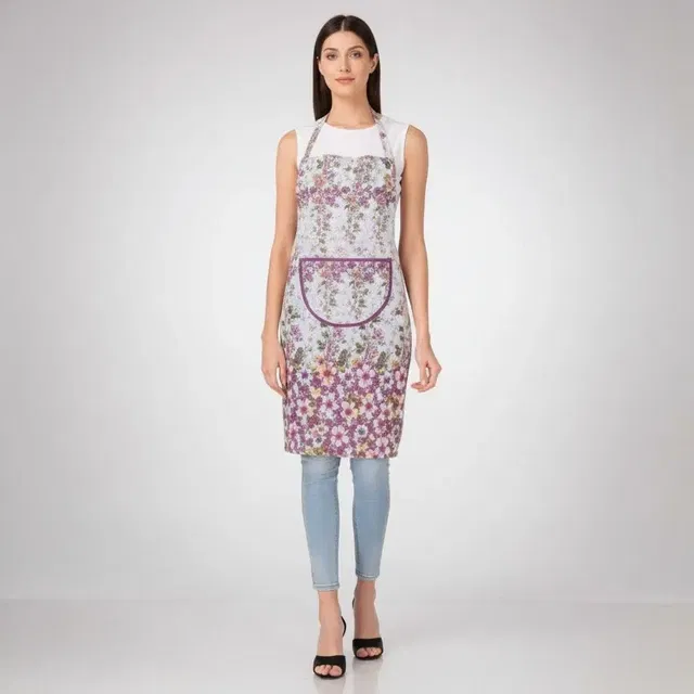 Krishna E Quilted Pink Flower Apron 68x58cms (Pack of 1)