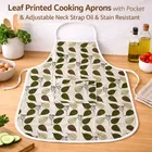 Leaf Printed Cooking Aprons with Pocket  & Adjustable Neck Strap Oil & Stain Resistant
