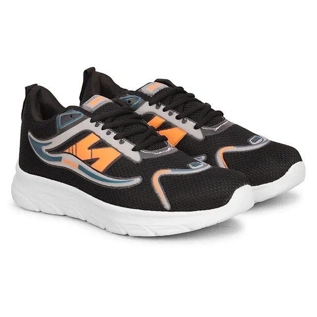 We Shine Sports Shoes for Men (Black & Orange, 9)