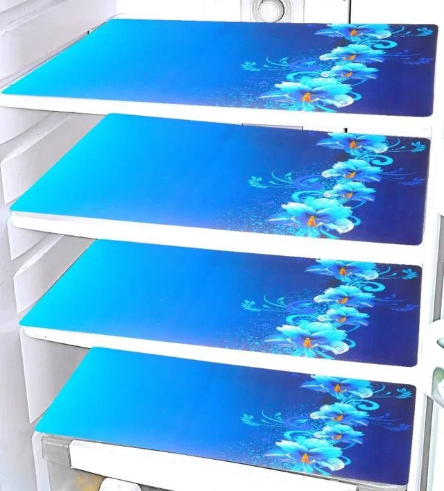 PVC Fridge Mat (Multicolor, Pack of 4)