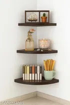 Wooden Triple Layer Wall Shelves For Home, Brown