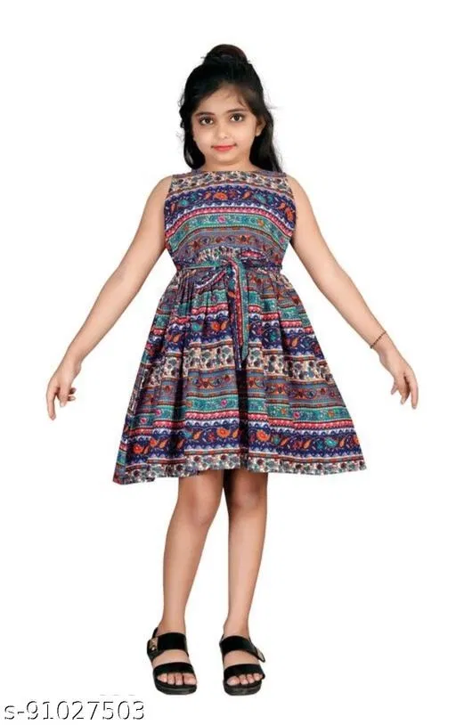Lovely Party Frock for Girls (Multicolor, 11-12 Years)
