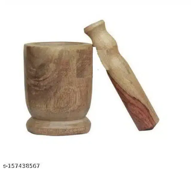 Wooden Carved Mortar & Pestle (Brown, Set of 1)