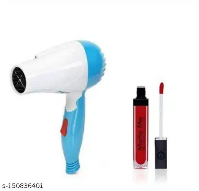 Combo of Hair Dryer with Lipstick (Multicolor, Set of 2)