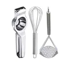 Oc9 Stainless Steel Lemon Squeezer & Egg Whisk & Potato Masher Kitchen Tool Set 