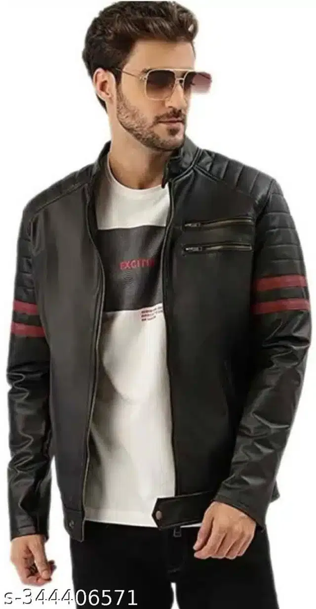 Leather Jacket for Men (Black, XL)