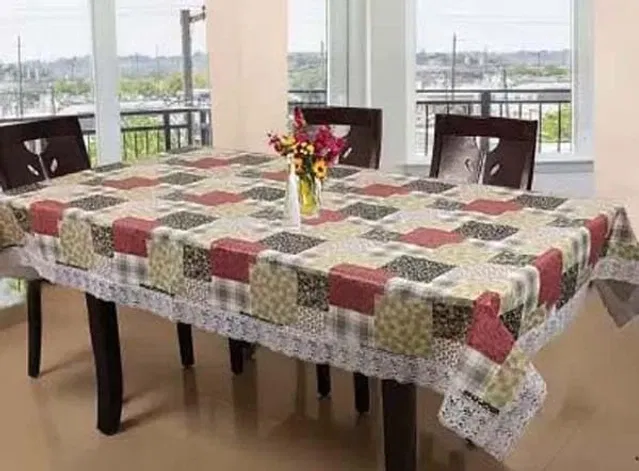 PVC Printed 4 Seaters Table Cover (Multicolor, 40x60 inches)
