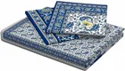 Jaipuri Cotton Double Bedsheet with 2 Pillow Covers | 80x90 Inch | Paisley Blue | Traditional Rajasthani Print