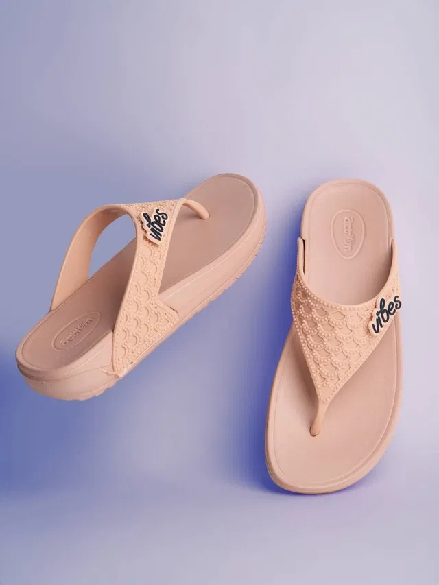 action Casual Flip Flops for Women (Pink, 7)
