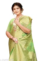 Linen Zari Woven Saree for Women 