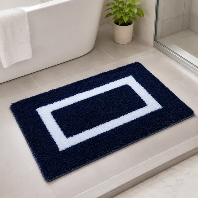 Qaleen Microfiber Bath Mat [16x24 Inc] Blue