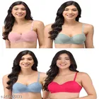 Cotton Blend Solid Padded Bra for Women 