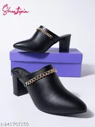 Shoetopia Navy Blue Synthetic Pumps Pointed Toe Mules 