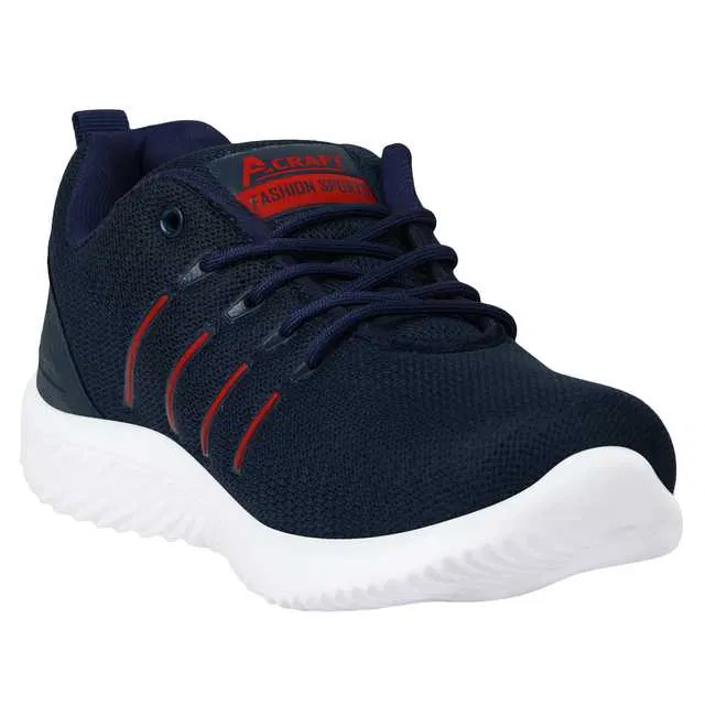 Men's Running Shoes (Navy Blue & Red, 7) (V-162)