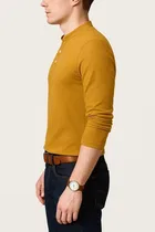 Mandarin Collar Solid T-Shirt for Men 