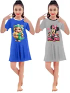 Graphic Print Shift Dress for Girls, Pack of 2 