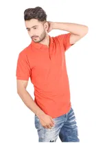 Poly Cotton Solid Polo Neck T-Shirt for Men, Red 