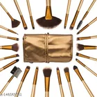 24 Pcs Golden Natural Cosmetic Brush set with Pouch Case 