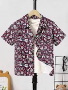 Cotton Printed Shirt For Boys, Maroon 