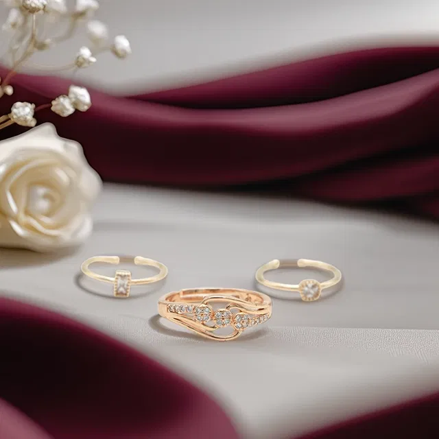 Gold Plated Rings for Women (Gold, Set of 3)