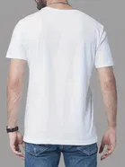 Polyester Printed Half Sleeves T-Shirts For Men, White 