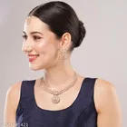 Twinkling White Diamond Rose Gold Necklace Set for Women 