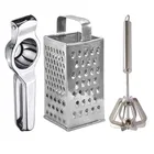 Oc9 Stainless Steel Lemon Squeezer & 4 in 1 Grater Or Slicer & Hand Blender Mathani Kitchen Tool Set 