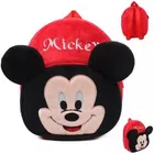 Heaven Decor Mickey Combo Velvet Soft Plus Kidds School Bag Nursury Class To 5 ( 14 Inch ) (Red )(A040)