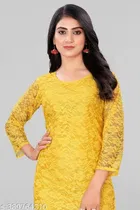 Net Kurti for Women,  Yellow  