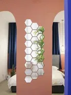 Acrylic Hexagon Shaped Wall Mirror Stickers 