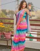 Georgette Colorblocked Saree for Women 