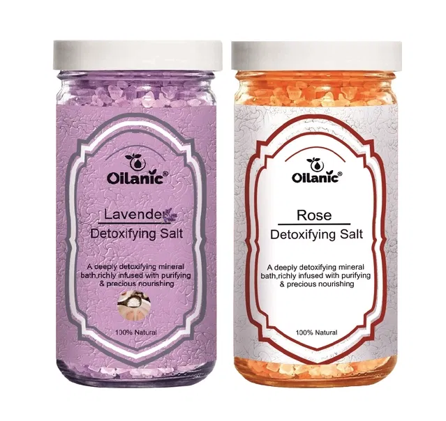 Oilanic Lavender & Rose Detoxifying Bath Salt Crystal (200 g, Set of 2)