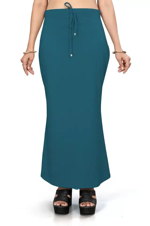 Lycra Solid Saree Petticoat for Women (Teal, XL)