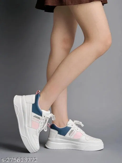 Solid Synthetic Slip-on Sneakers for Women (White, IND-7)