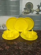 Plastic Dinner Set (Yellow, Set of 18)