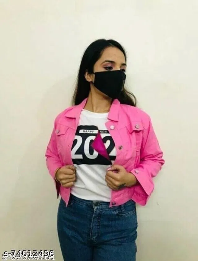 Cotton Blend Jacket for Women (Pink, S)
