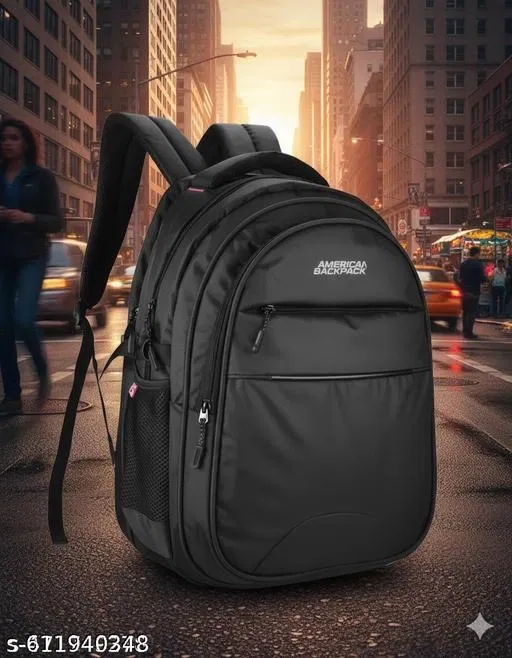 Polyester Backpack for Men & Women, Black