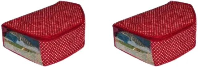 Cotton Zip Closure Saree Covers (Red, Pack of 2)