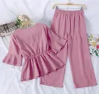 Poly Crepe Solid Clothing Set foor Girls, Pink 