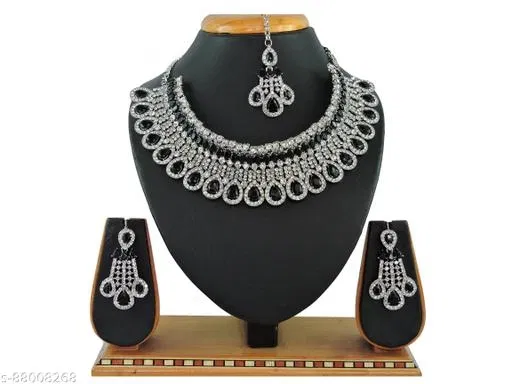Rodium Plated Jewellery Set for Women (Free Size)