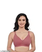Cotton Blend Solid Bras for Women, Pink & Purple, Pack of 2 