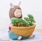 Ceramic Decorative Cute Girl Plant Holder for Home Decor 